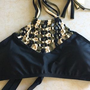 Halter style bathing suit top